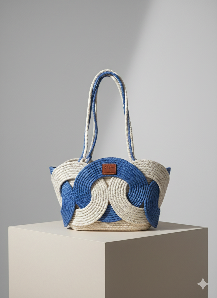 Ravenson El Yapımı Mavi Jüt Çanta – Doğal Yaz Stili