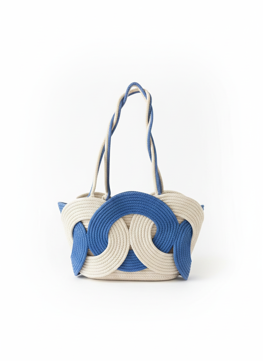 Ravenson El Yapımı Mavi Jüt Çanta – Doğal Yaz Stili