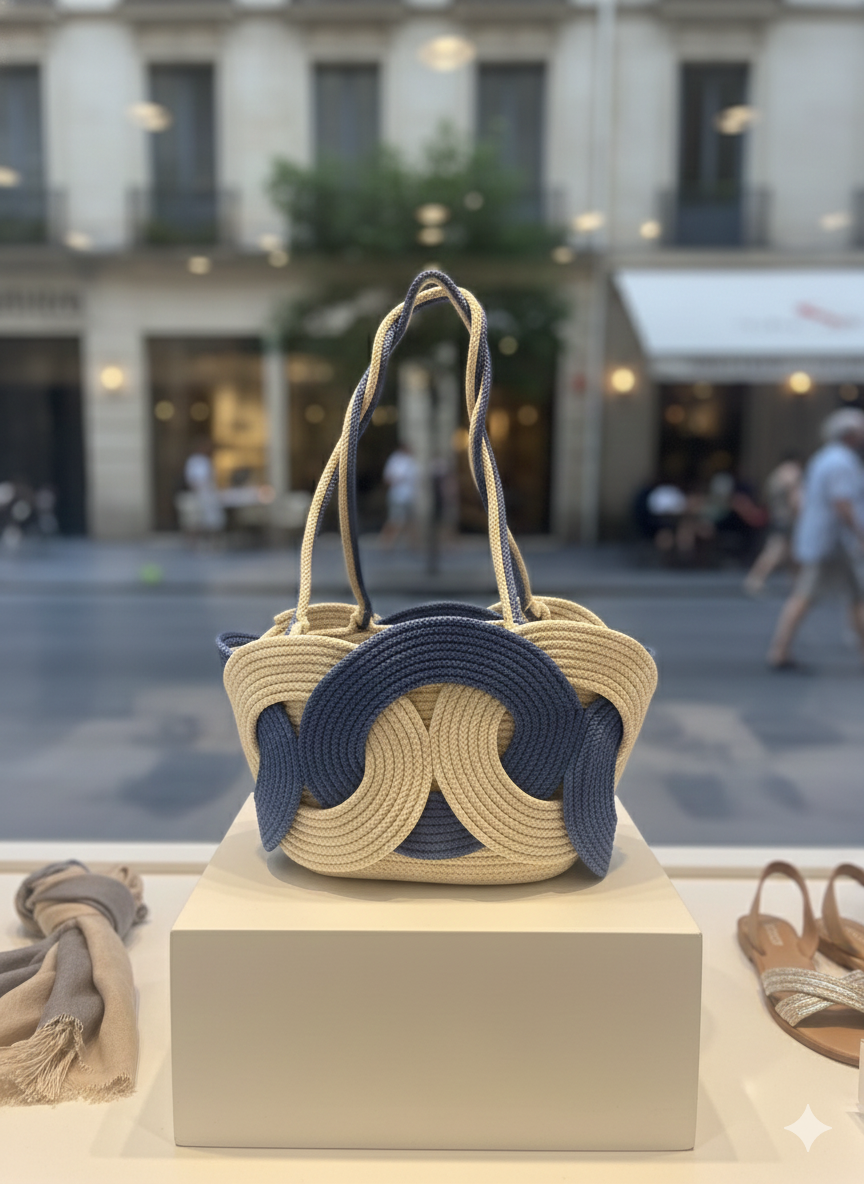 Ravenson El Yapımı Mavi Jüt Çanta – Doğal Yaz Stili